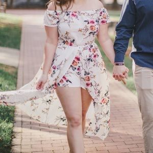 Floral Romper Maxi Dress, L
